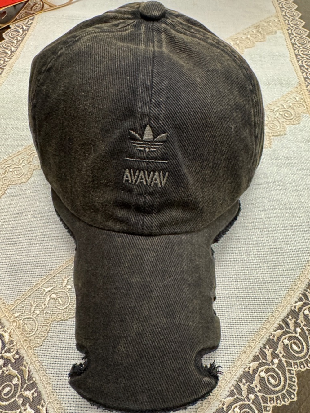 Women’s Adidas Black Distressed Corduroy Cap with Trefoil Logo